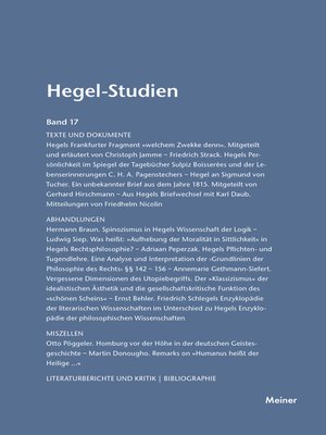 cover image of Hegel-Studien Band 17